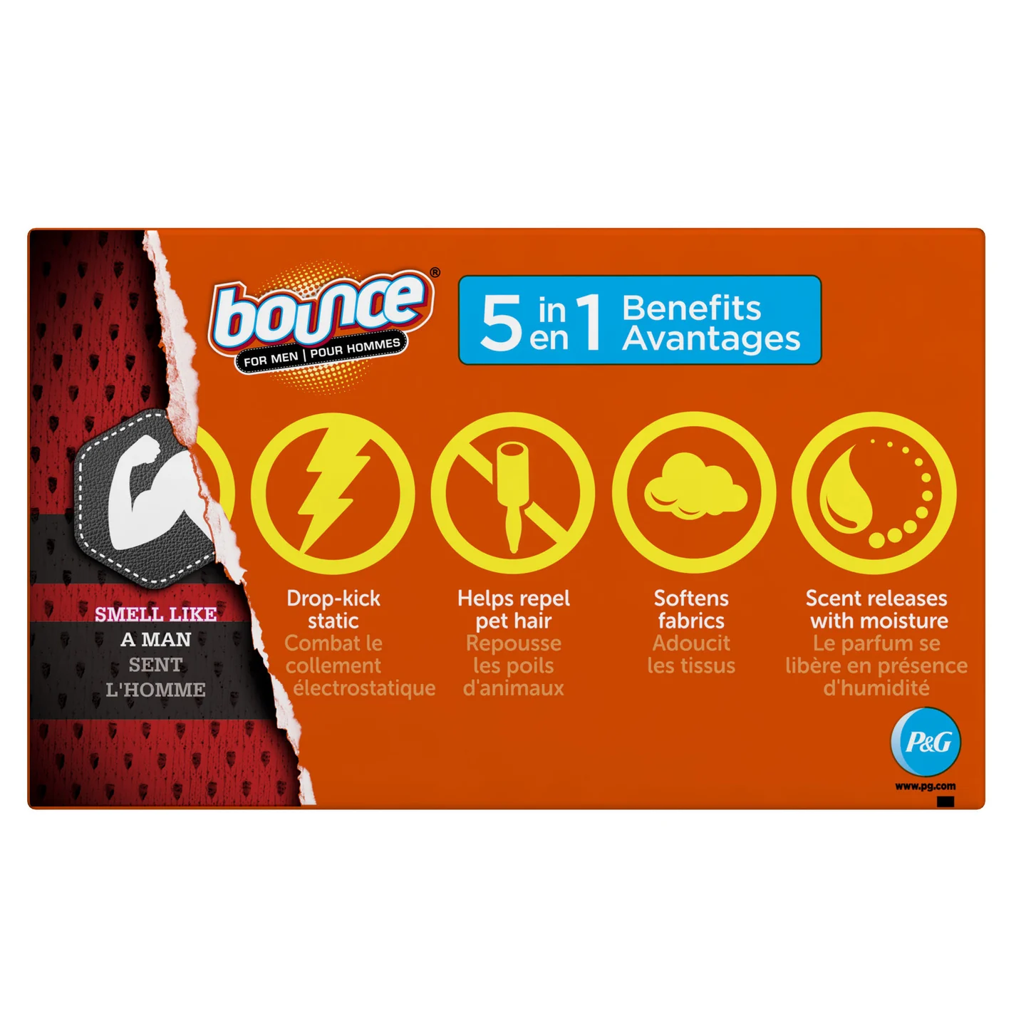 Bounce for Men — back-of-pack artwork