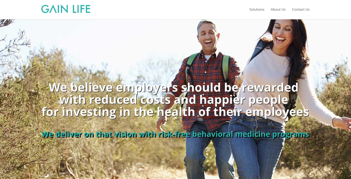 An early Gain Life website explaining its employer health proposition
